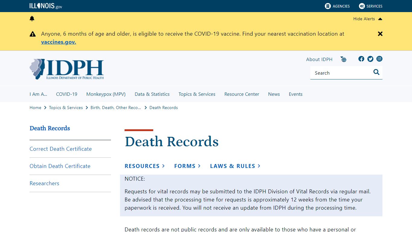 Death Records - Illinois